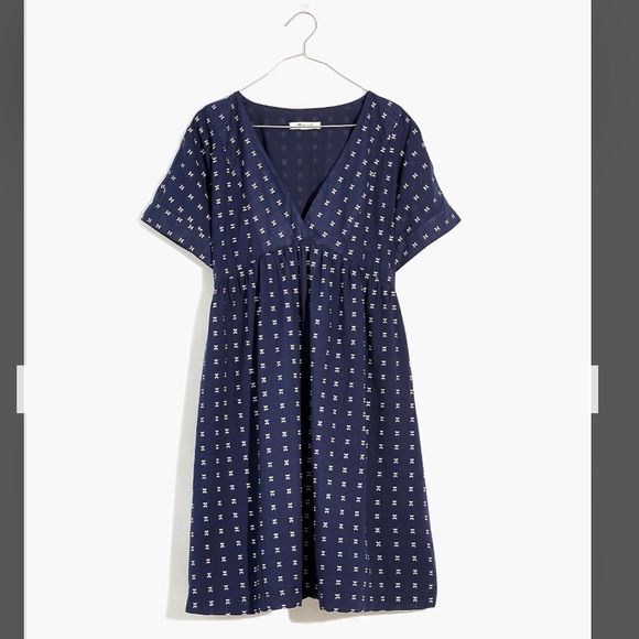 Madewell V-Neck Dolman-Sleeve Mini Dress in Textured Dot M - Picture 4 of 14